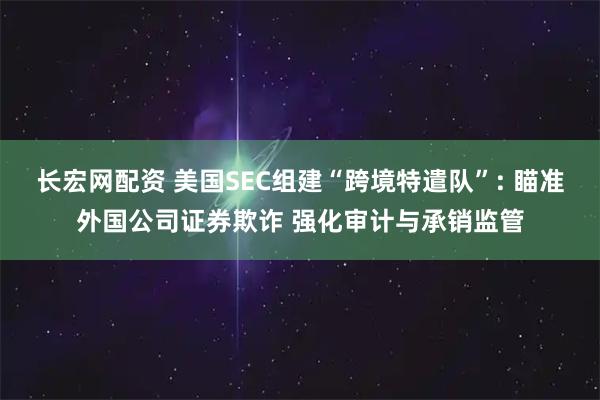 长宏网配资 美国SEC组建“跨境特遣队”: 瞄准外国公司证券欺诈 强化审计与承销监管