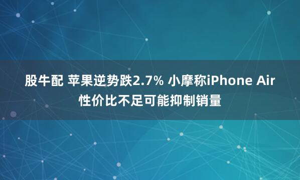 股牛配 苹果逆势跌2.7% 小摩称iPhone Air性价比不足可能抑制销量