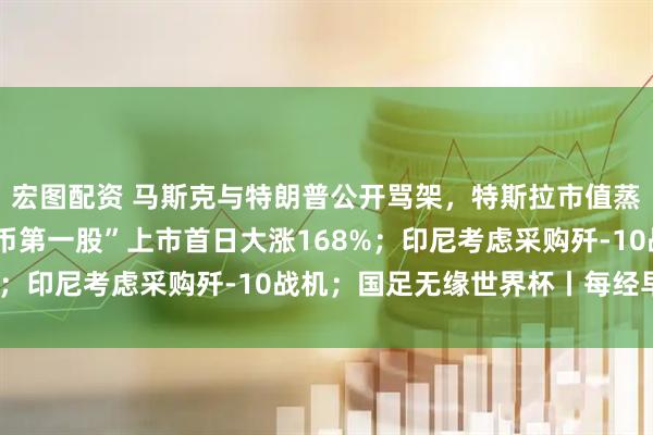 宏图配资 马斯克与特朗普公开骂架，特斯拉市值蒸发超1万亿元；“稳定币第一股”上市首日大涨168%；印尼考虑采购歼-10战机；国足无缘世界杯丨每经早参